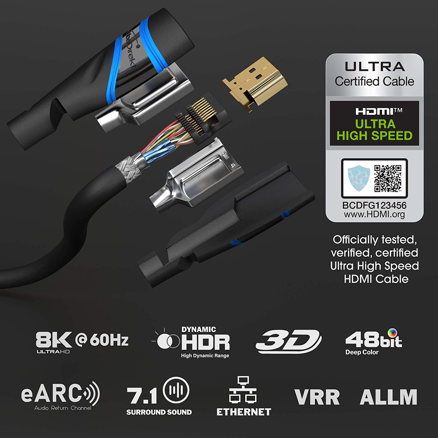 KabelDirekt - 8K/4K HDMI cable-3 m - 8K @ 60 Hz (fast ultra HD